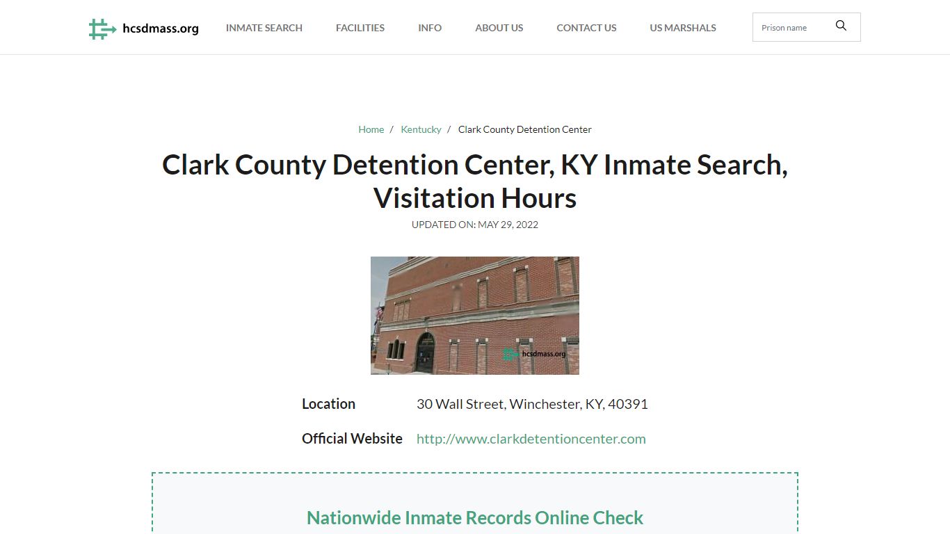 Clark County Detention Center, KY Inmate Search, Visitation Hours