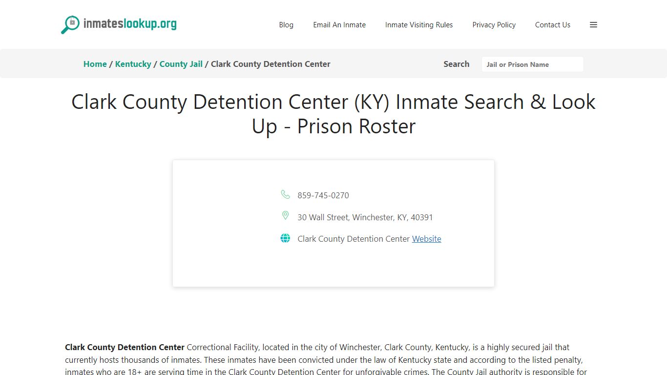 Clark County Detention Center (KY) Inmate Search & Look Up - Prison Roster